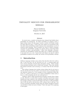 Triviality Results for Probabilistic Modals