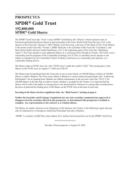 SPDR Gold Trust Prospectus