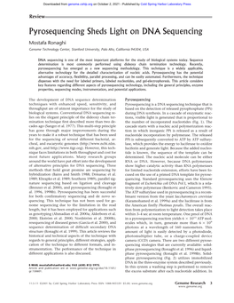 Pyrosequencing Sheds Light on DNA Sequencing