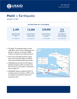 Haiti – Earthquake AUGUST 19, 2021