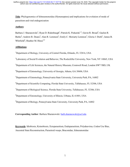 Phylogenomics of Ichneumonoidea (Hymenoptera) and Implications for Evolution of Mode of Parasitism and Viral Endogenization