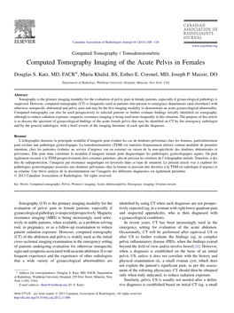 Computed Tomography Imaging of the Acute Pelvis in Females