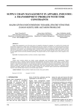 Supply Chain Management in Apparel Industry: a Transshipment Problem with Time Constraints