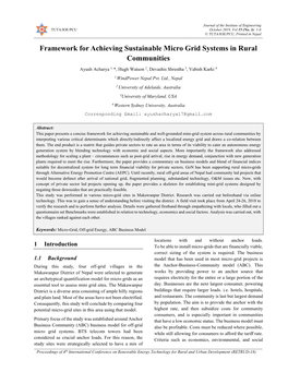 Framework for Achieving Sustainable Micro Grid Systems in Rural