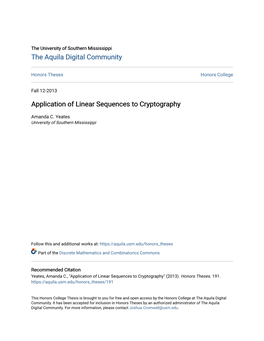 Application of Linear Sequences to Cryptography