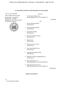 CASE 0:19-Mc-00022-MJD-LIB Document 3 Filed 04/02/19 Page 12 of 141