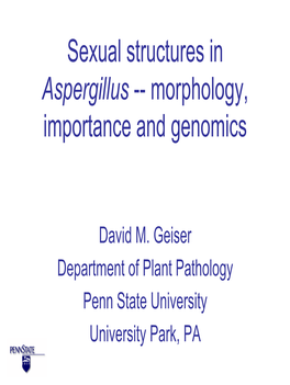Biological and Evolutionary Diversity in the Genus Aspergillus