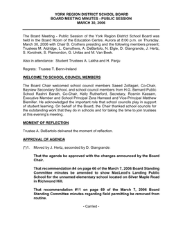 March 30, 2006 Public Board Minutes