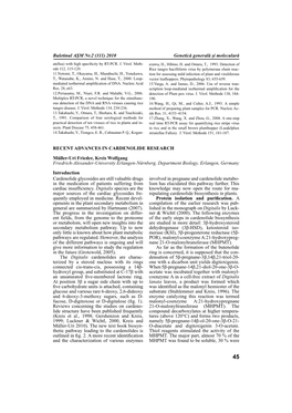 RECENT ADVANCES in CARDENOLIDE RESEARCH Müller-Uri Frieder, Kreis Wolfgang Friedrich-Alexander-University Erlangen-Nürnberg, D
