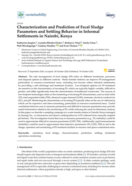 Characterization and Prediction of Fecal Sludge Parameters and Settling Behavior in Informal Settlements in Nairobi, Kenya