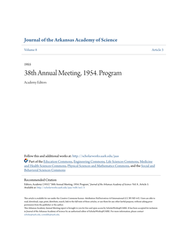 38Th Annual Meeting, 1954. Program Academy Editors
