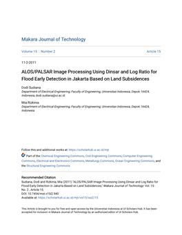 ALOS/PALSAR Image Processing Using Dinsar and Log Ratio for Flood Early Detection in Jakarta Based on Land Subsidences