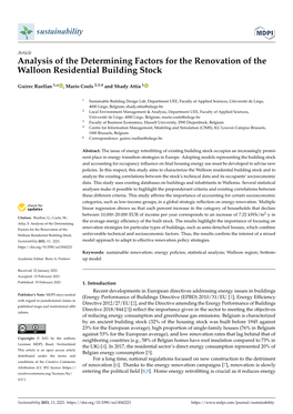 Analysis of the Determining Factors for the Renovation of the Walloon Residential Building Stock