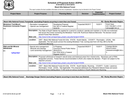 Schedule of Proposed Action (SOPA) 01/01/2016 to 03/31/2016 Black Hills National Forest This Report Contains the Best Available Information at the Time of Publication