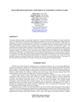 Post-Fire Regeneration Assessment in Yosemite National Park