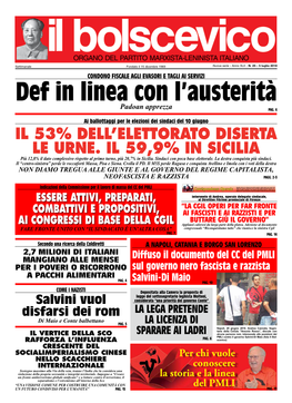 Il 53% Dell'elettorato Diserta Le Urne. Il 59,9% in Sicilia