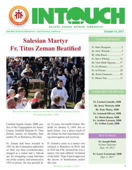 Salesian Martyr Fr. Titus Zeman Beatified