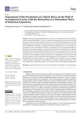 Assessment of the Parameters of a Shock Wave on the Wall of an Explosion Cavity with the Refraction of a Detonation Wave of Emulsion Explosives