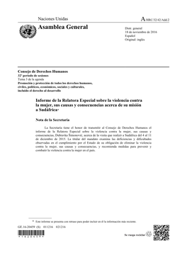 Page 1 GE.16-20459 (S) 011216 021216 Consejo De Derechos