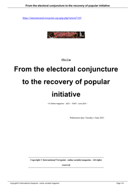 From the Electoral Conjuncture to the Recovery of Popular Initiative