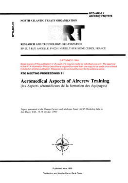Aeromedical Aspects of Aircrew Training (Les Aspects Aéromédicaux De La Formation Des Équipages)