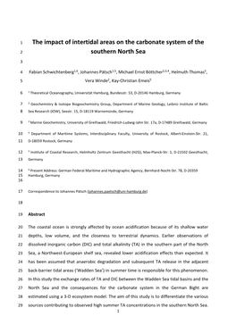 The Impact of Intertidal Areas on the Carbonate System of the Southern North