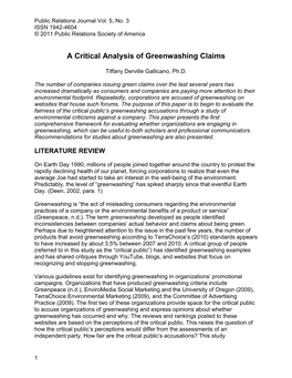 A Critical Analysis of Greenwashing Claims