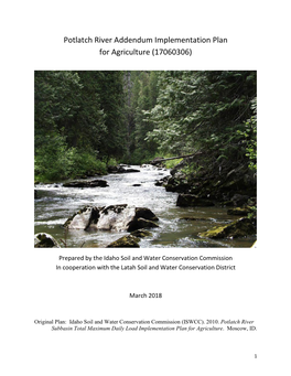 Potlatch River Addendum Implementation Plan for Agriculture (17060306)