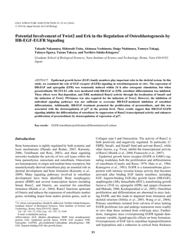 Potential Involvement of Twist2 and Erk in the Regulation of Osteoblastogenesis by HB-EGF-EGFR Signaling