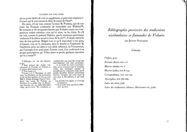 Bibliographie Provisoire Des Uaduuions Nderlandaises Er