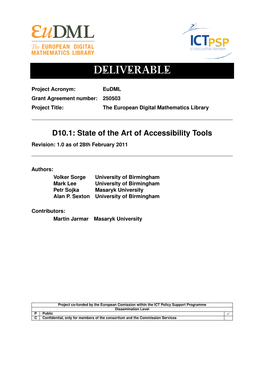D10.1: State of the Art of Accessibility Tools Revision: 1.0 As of 28Th February 2011