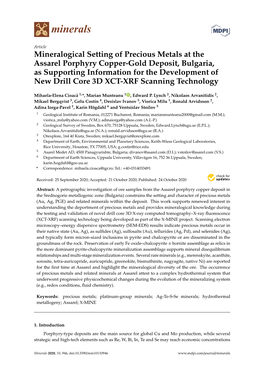 Mineralogical Setting of Precious Metals at the Assarel Porphyry