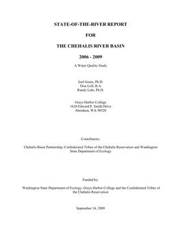 State-Of-The-River Report for the Chehalis River Basin 2006