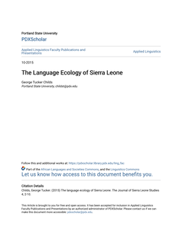 The Language Ecology of Sierra Leone