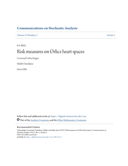 Risk Measures on Orlicz Heart Spaces Coenraad Labuschagne