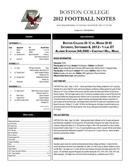 Boston College 2012 Football Notes