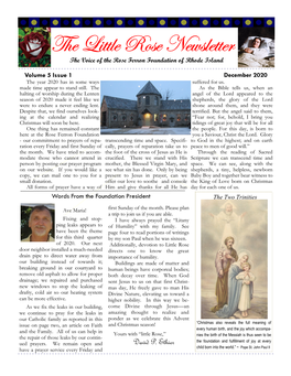 The Little Rose Newsletter the Voice of the Rose Ferron Foundation of Rhode Island