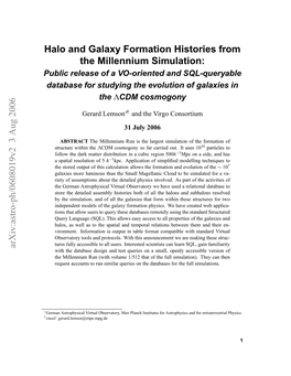 Halo and Galaxy Formation Histories from the Millennium Simulation