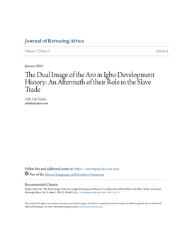 The Dual Image of the Aro in Igbo Development History: an Aftermath of Their Role in the Slave Trade