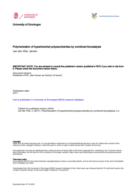 University of Groningen Polymerization of Hyperbrached