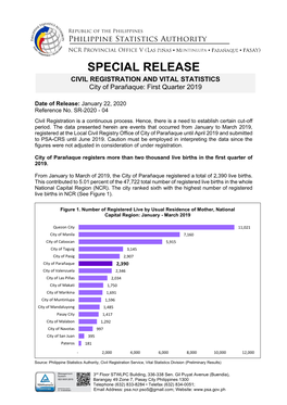 Civil Registration and Vital Statistics City of Parañaque
