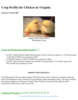Crop Profile for Chicken in Virginia