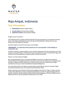 Raja Ampat, Indonesia Trip Information