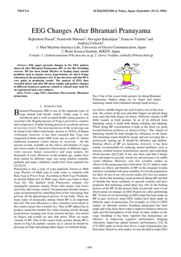 EEG Changes After Bhramari Pranayama Rajkishore Prasad1, Fumitoshi Matsuno1, Hovagim Bakardjian 2, Francois Vialatte2 and Andrzej Cichocki2 1