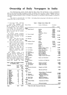 Ownership of Daily Newspapers in India