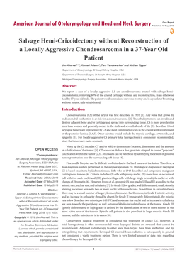 Salvage Hemi-Cricoidectomy Without Reconstruction of a Locally Aggressive Chondrosarcoma in a 37-Year Old Patient