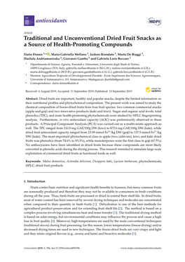 Traditional and Unconventional Dried Fruit Snacks As a Source of Health-Promoting Compounds