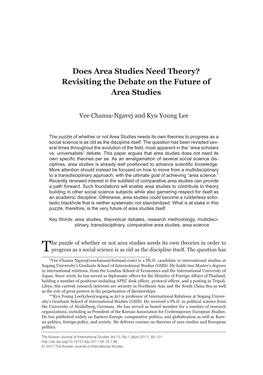 Does Area Studies Need Theory? Revisiting the Debate on the Future of Area Studies