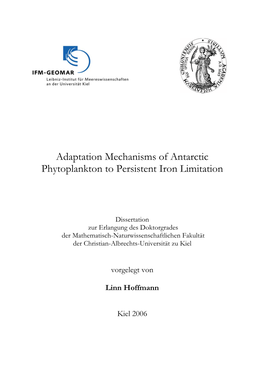 Adaptation Mechanisms of Antarctic Phytoplankton to Persistent Iron Limitation