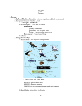 Unit V Ecology